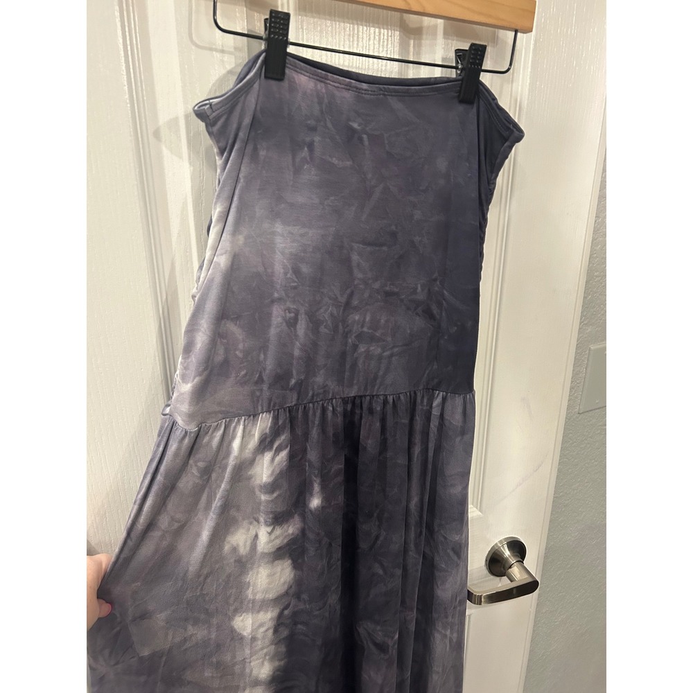 LASCANA Maxi Dress Grey‎ Tie Dye Strapless Pocket Bandeau Summer Long Dress - Picture 5 of 8